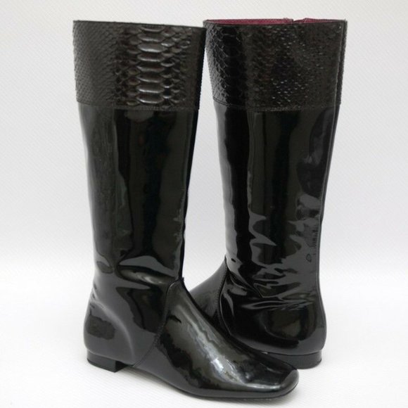 Coach FRESNA Patent Leather Knee-High Boot Black 6 - Picture 1 of 8